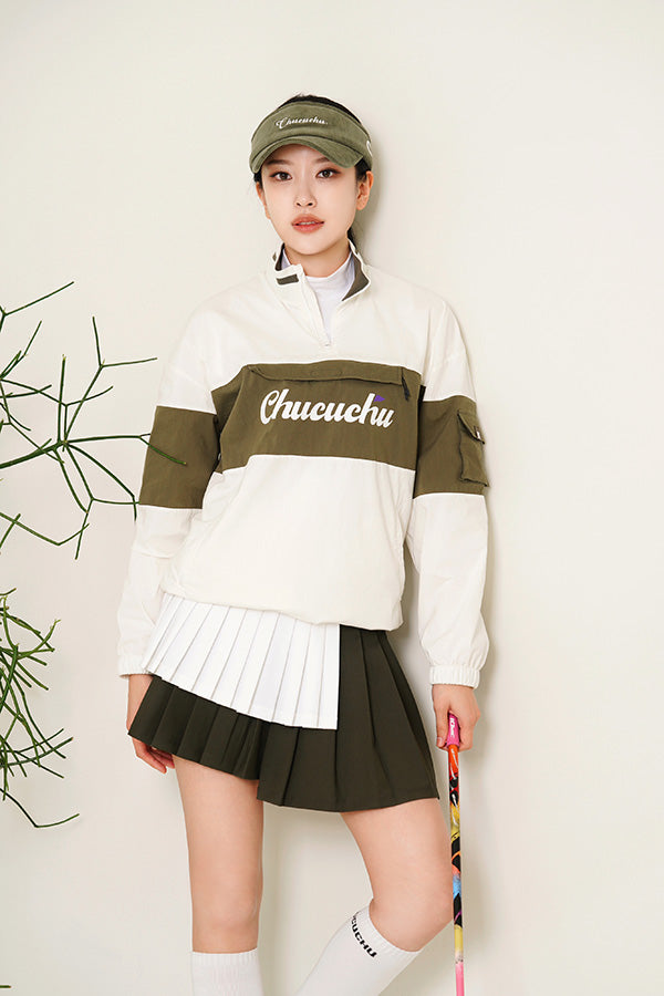 カラーポイント アノラックジャンパー(パープル / カーキ)