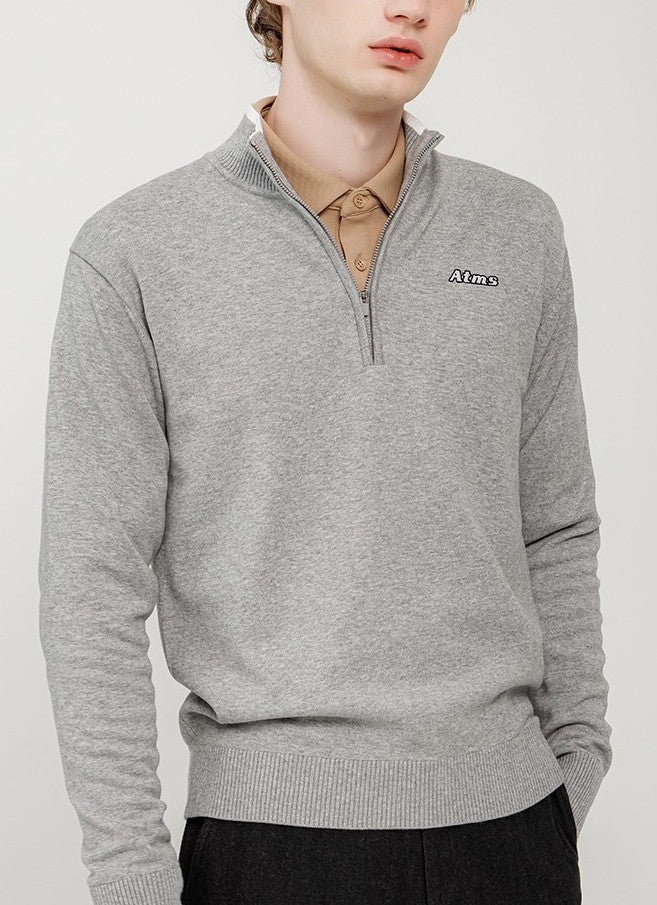 メンズ）ハーフジップアップニット（グレー） – SOMUA CLUB