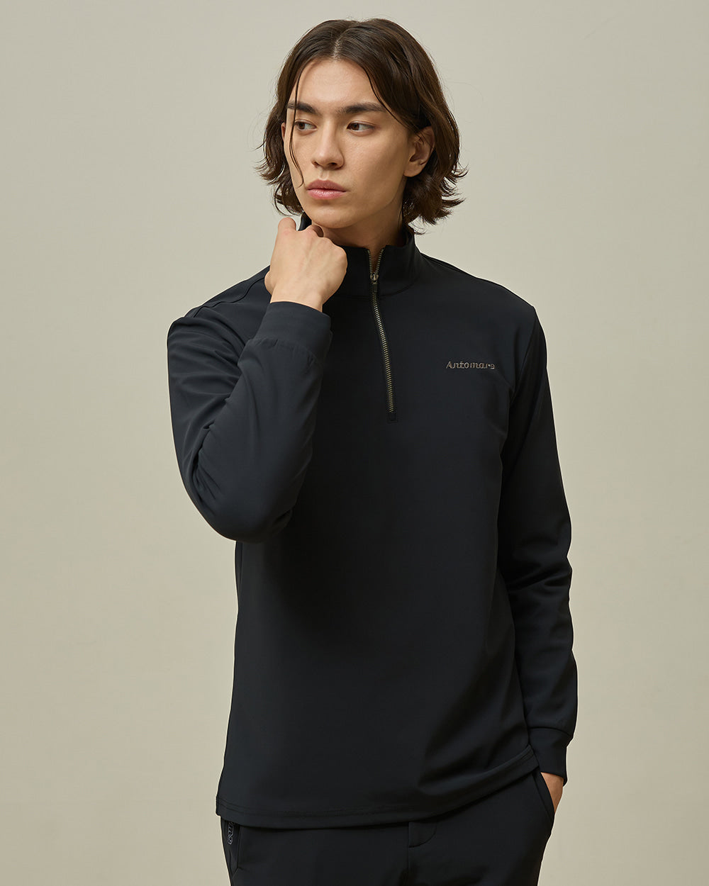 メンズ）ソフト起毛 ハーフジップアップトップ（ブラック） – SOMUA CLUB