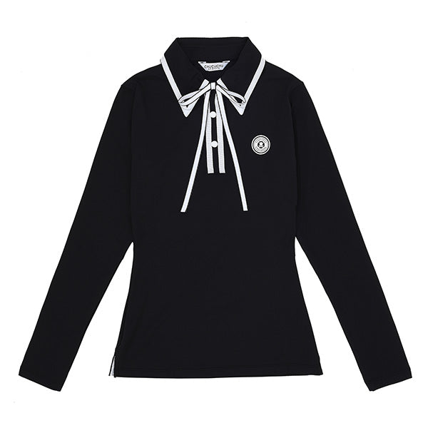 リボンポイント 長袖ポロシャツ（ブラック） – SOMUA CLUB