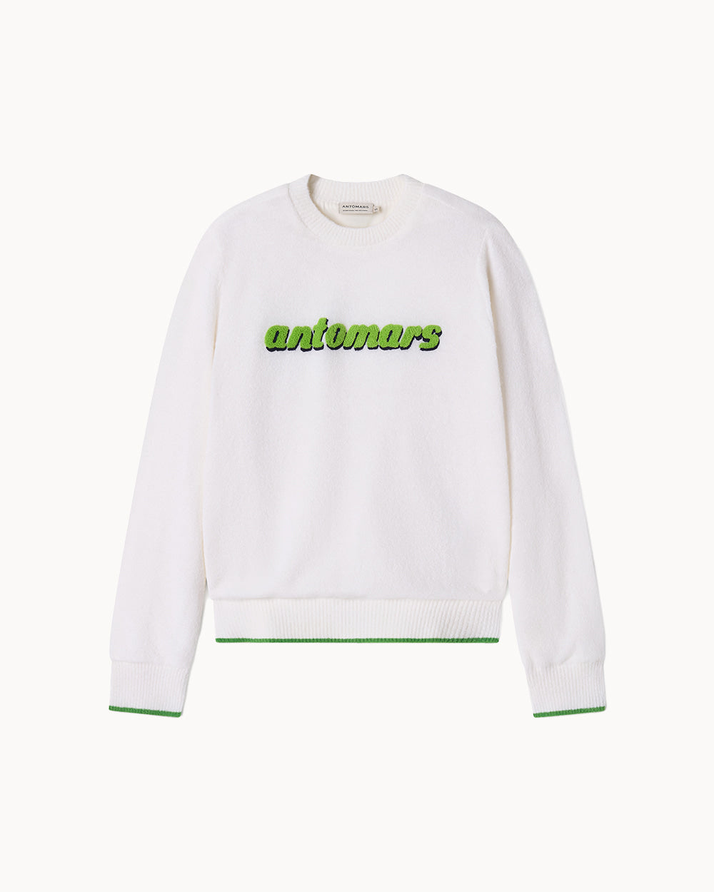 ロゴポイント ブークレ防風ニット(アイボリー)