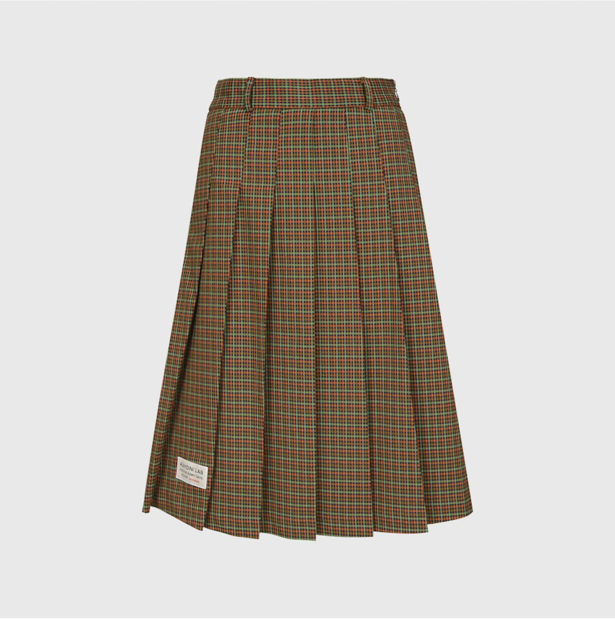 チェック柄 ミディアム丈スカート(ネイビー)