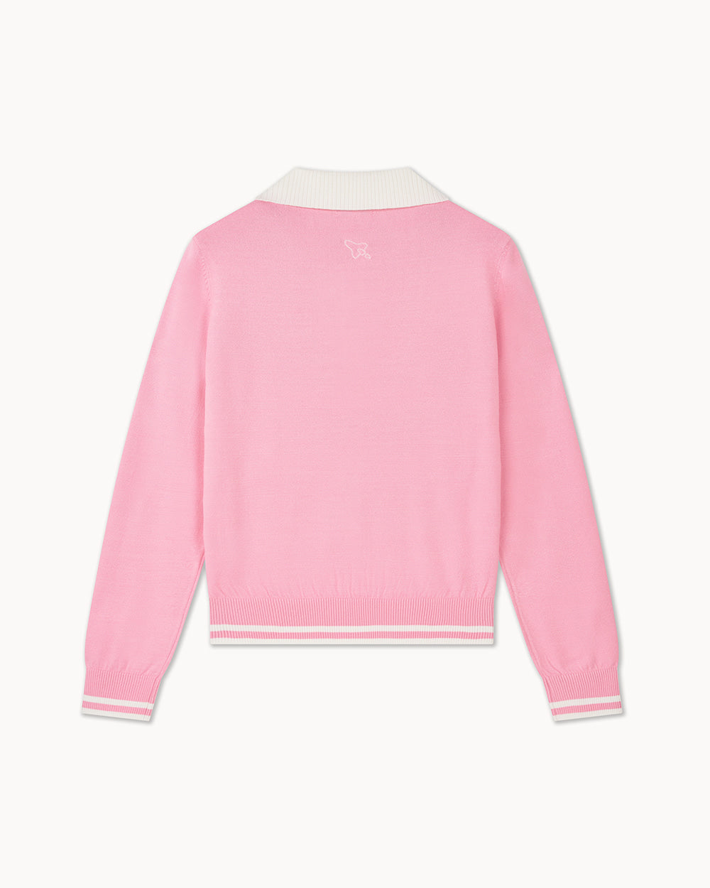 ワイドカラー ニットポロシャツ(ピンク)