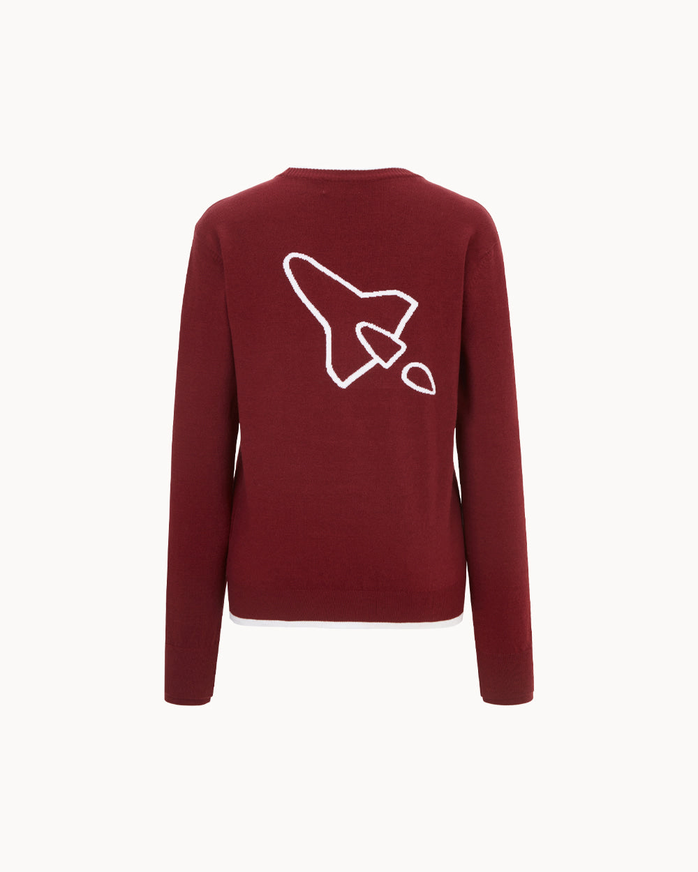 ダブルスリーブ ラウンドネックニット(ワイン)
