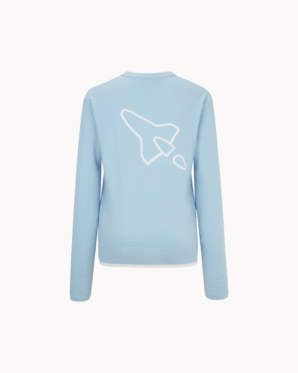 ダブルスリーブ ラウンドネックニット(スカイブルー)