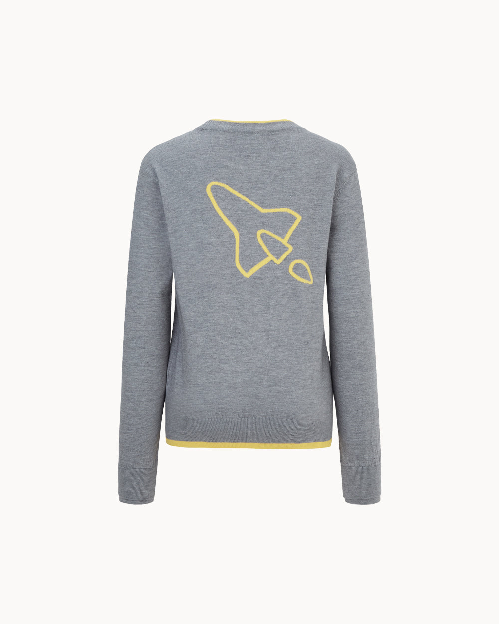 ダブルスリーブ ラウンドネックニット(グレー)