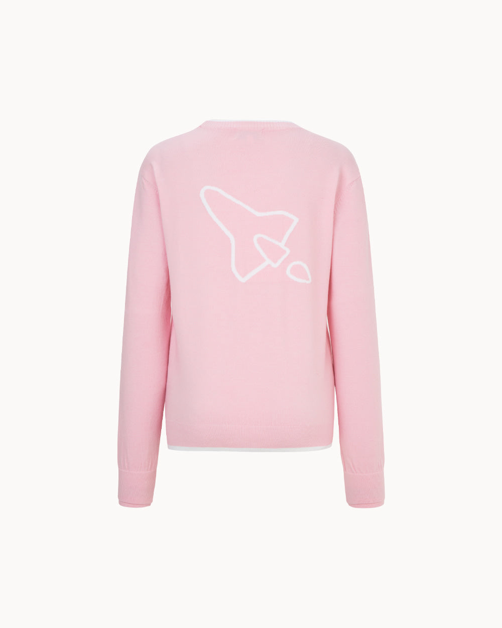 ダブルスリーブ ラウンドネックニット(ピンク)