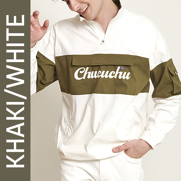 (メンズ)カラーアノラック ジャンパー(カーキ)