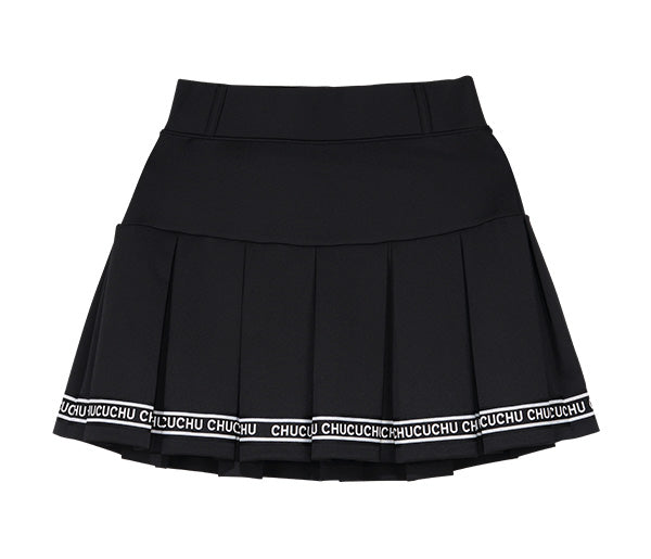 ロゴ入りプリーツスカート - ブラック – SOMUA CLUB