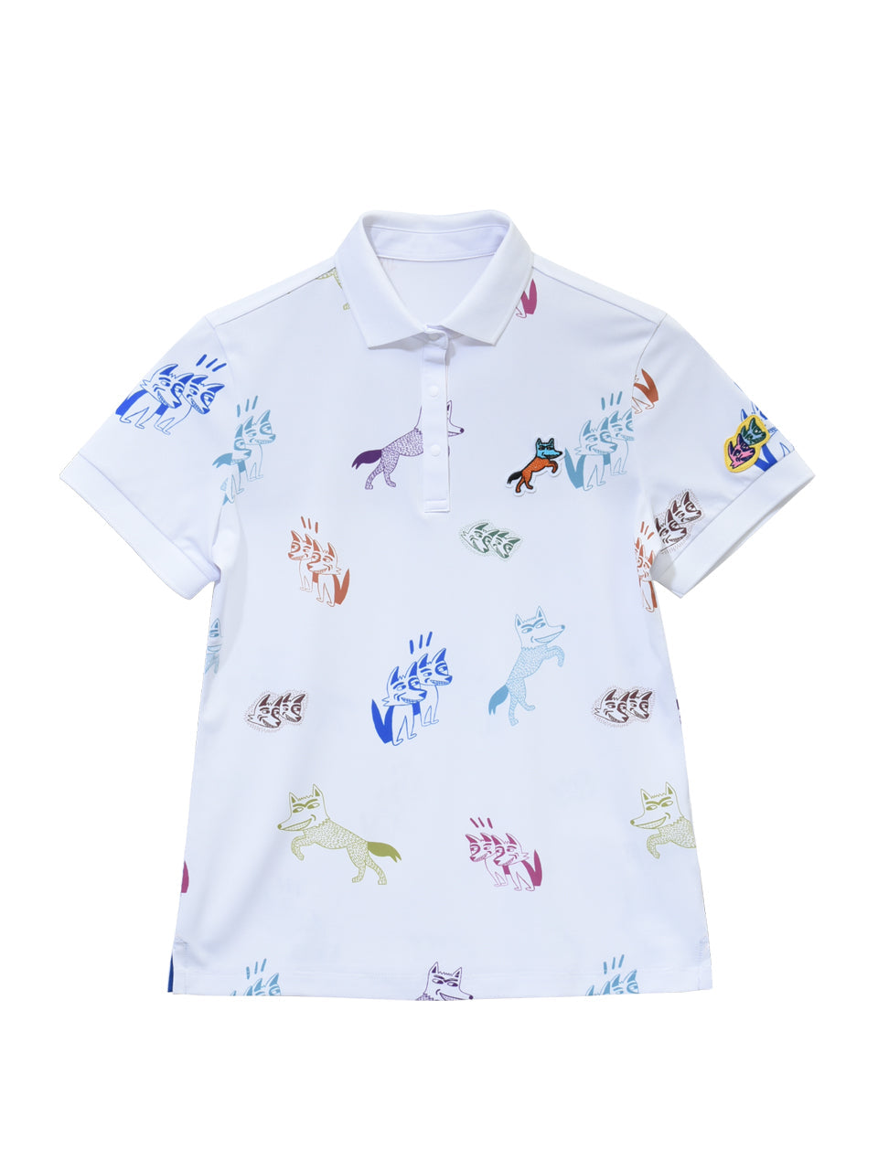 ウルフキャラクターポロシャツ(ホワイト / マルチカラー)