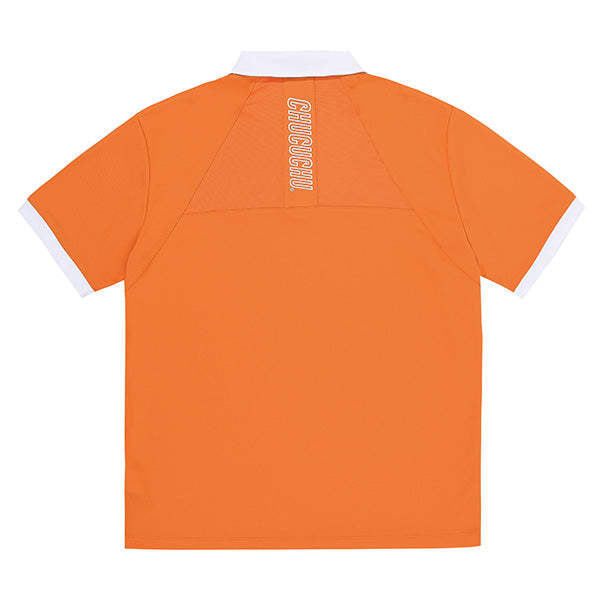 （メンズ）メッシュ半袖ポロシャツ - オレンジ