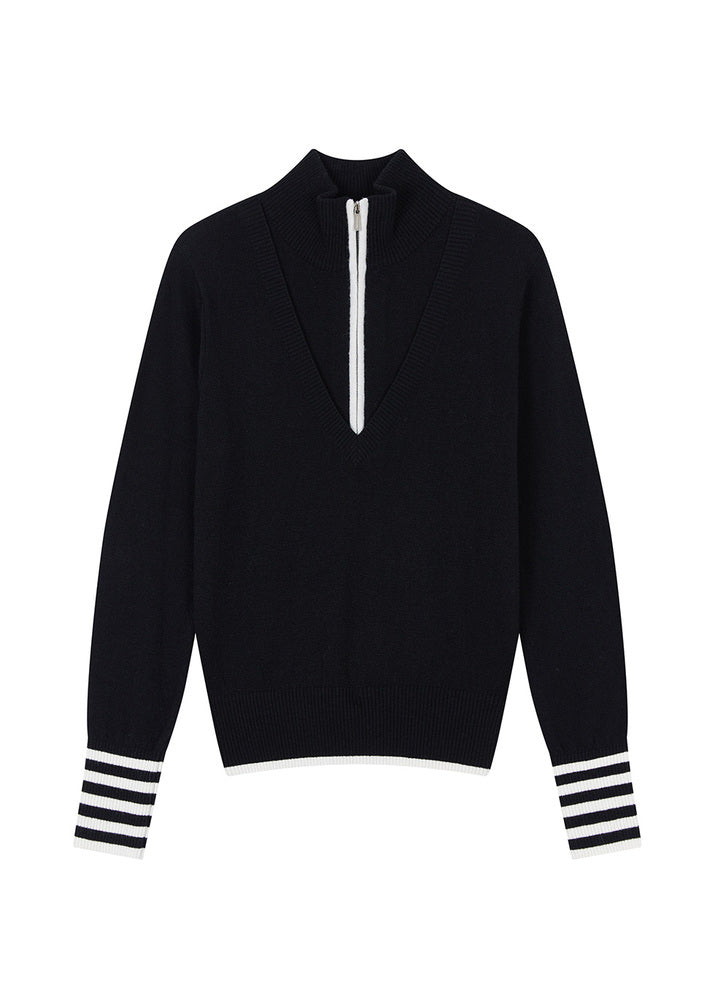 6414【美品】ブリーフィング　ハーフジップ　ニットカットソー　ウール　長袖　黒 ハーフジップアップ ウールニット（ブラック） – SOMUA CLUB