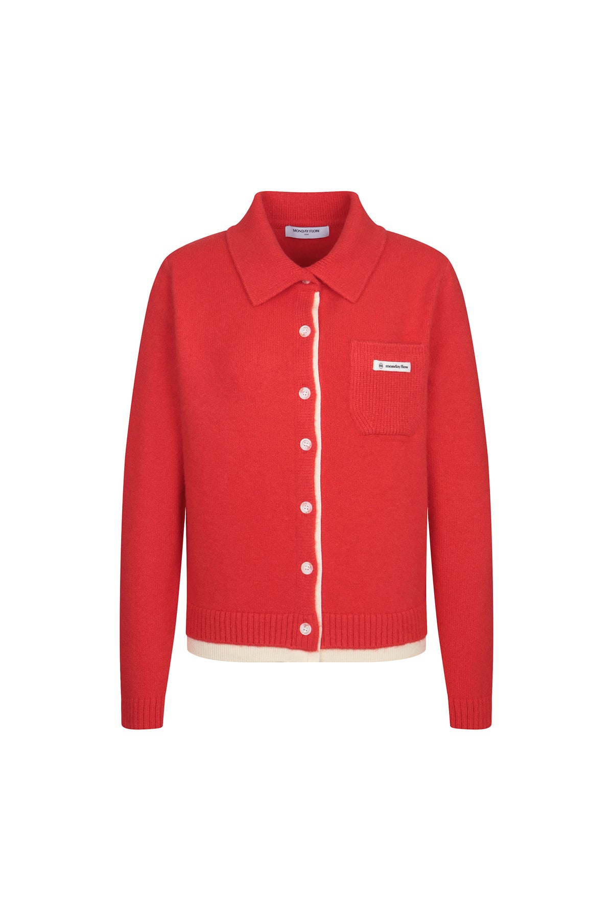 ボタンニット カーディガン（レッド）