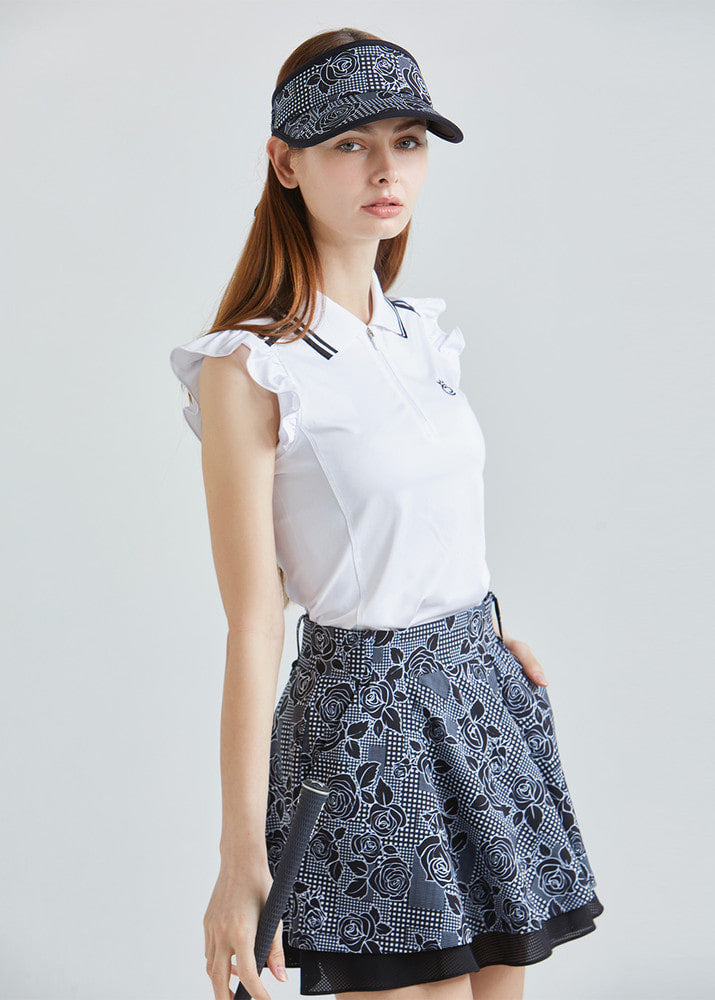 フリル バックメッシュ ノースリーブトップ（ホワイト）