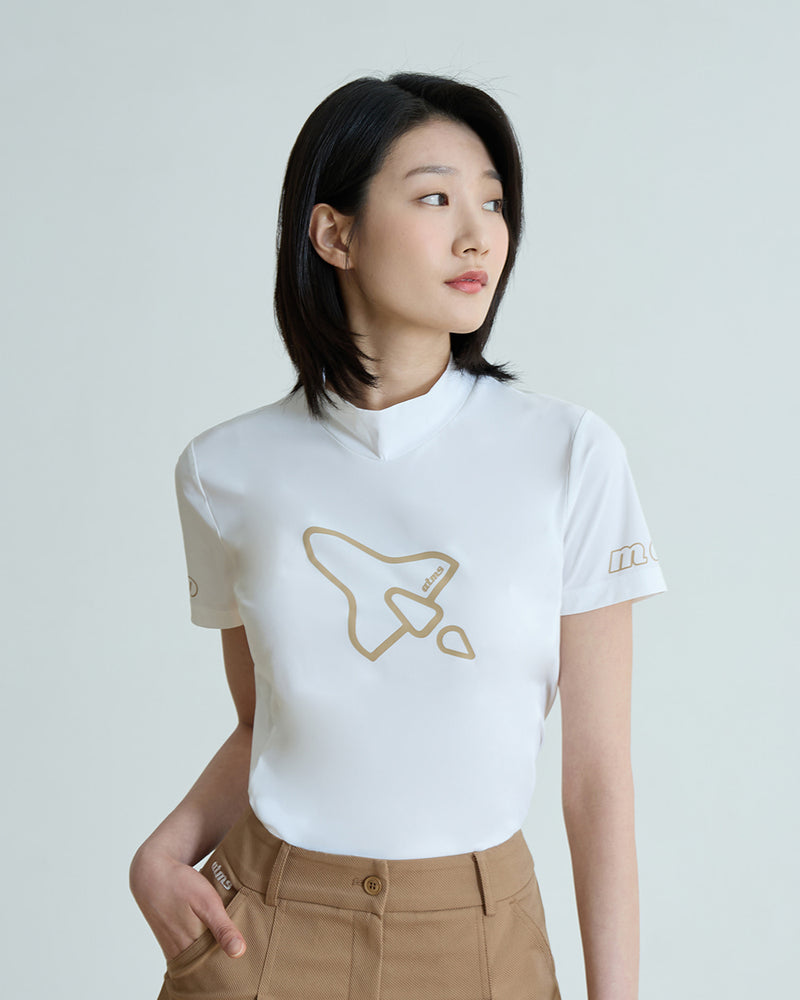 スペースシップ モックネック半袖Tシャツ（ホワイト）