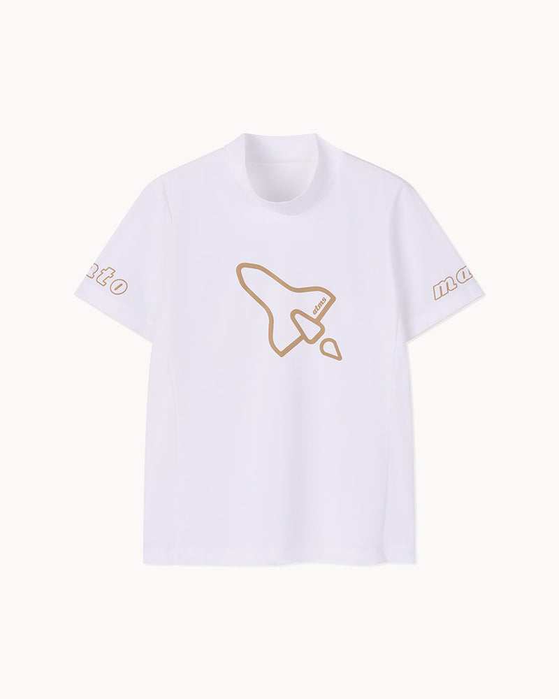 スペースシップ モックネック半袖Tシャツ（ホワイト）