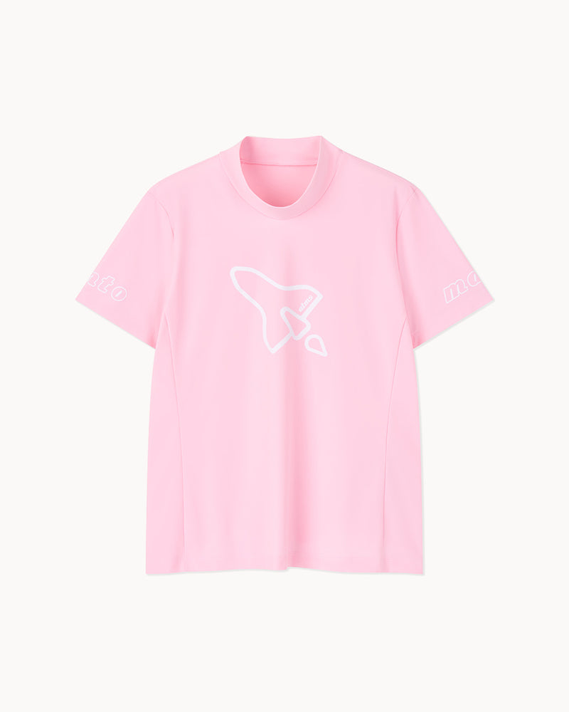 スペースシップ モックネック半袖Tシャツ（ピンク）