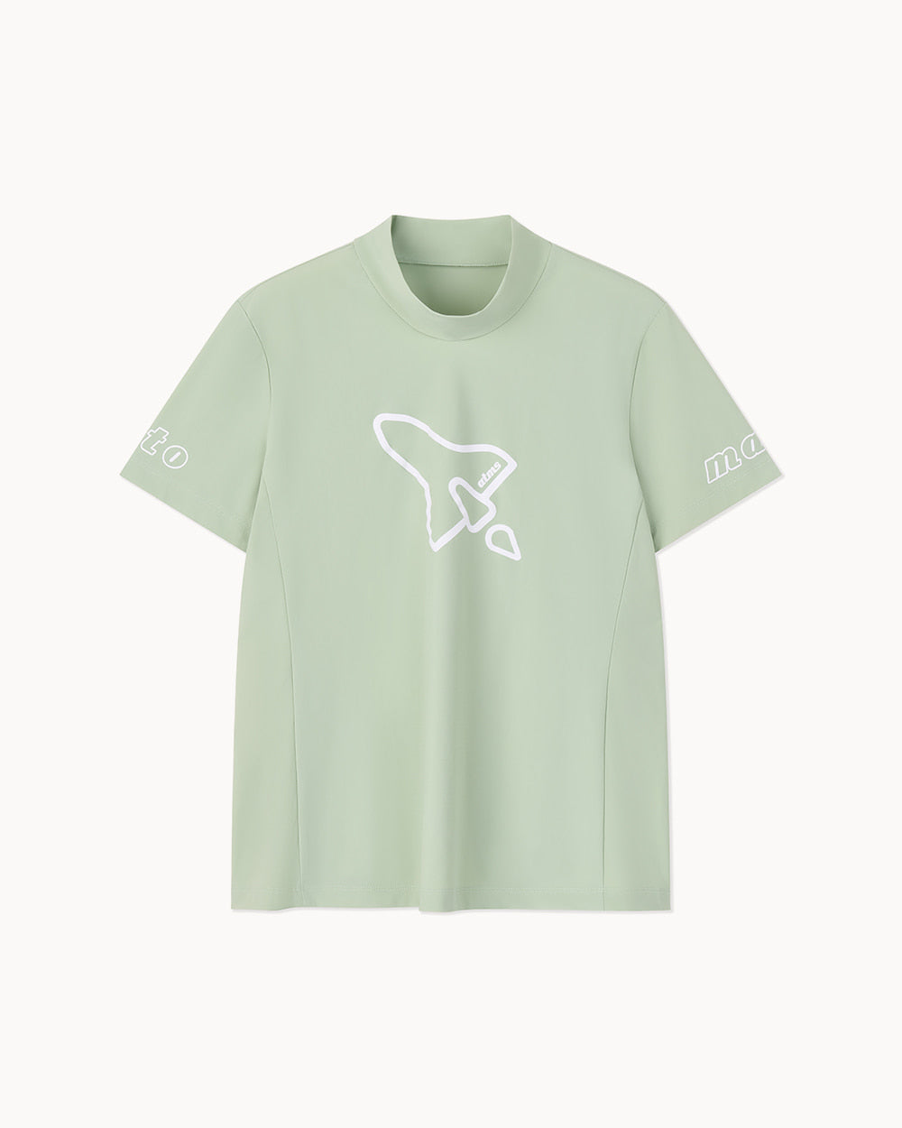 スペースシップ モックネック半袖Tシャツ（グリーン）