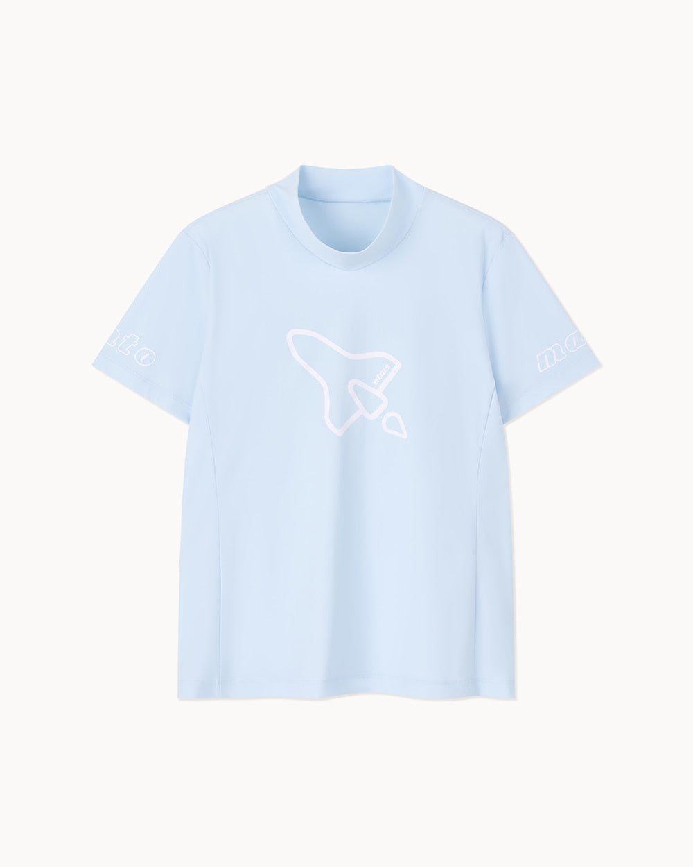 スペースシップ モックネック半袖Tシャツ（スカイブルー）
