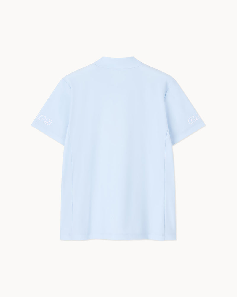 スペースシップ モックネック半袖Tシャツ（スカイブルー）