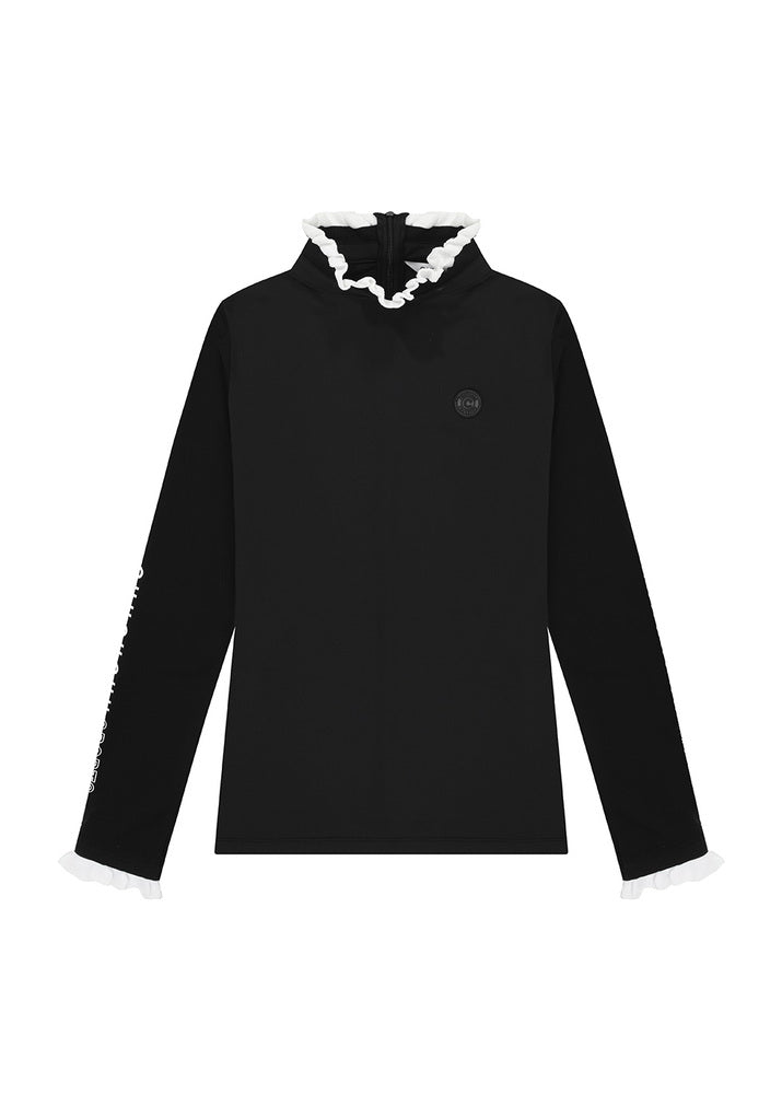 クール ラブリーモックネック トップス（ブラック）