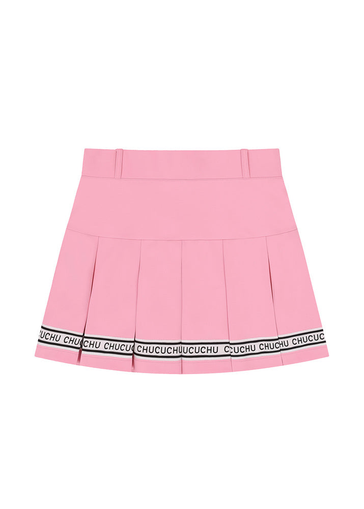 ロゴライン プリーツスカート（ピンク）