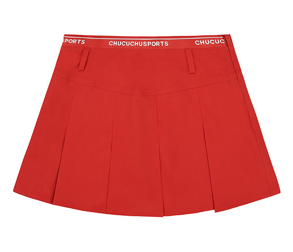 Malbonプリーツ ゴルフスカート レッドカラー 映えシルエット 新作 美品⭐ Malbonプリーツ ゴルフスカート レッドカラー 映えシルエット