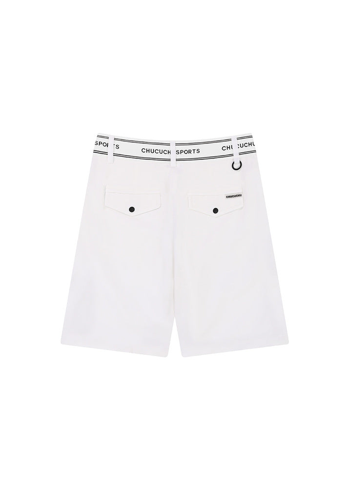 バックロゴ 4分丈パンツ（ホワイト）