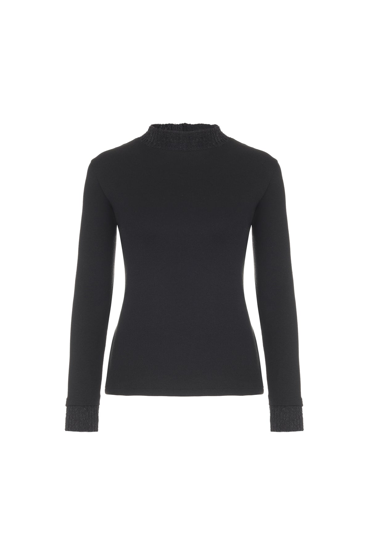 2WAY 配色ニットTシャツ（ブラック）