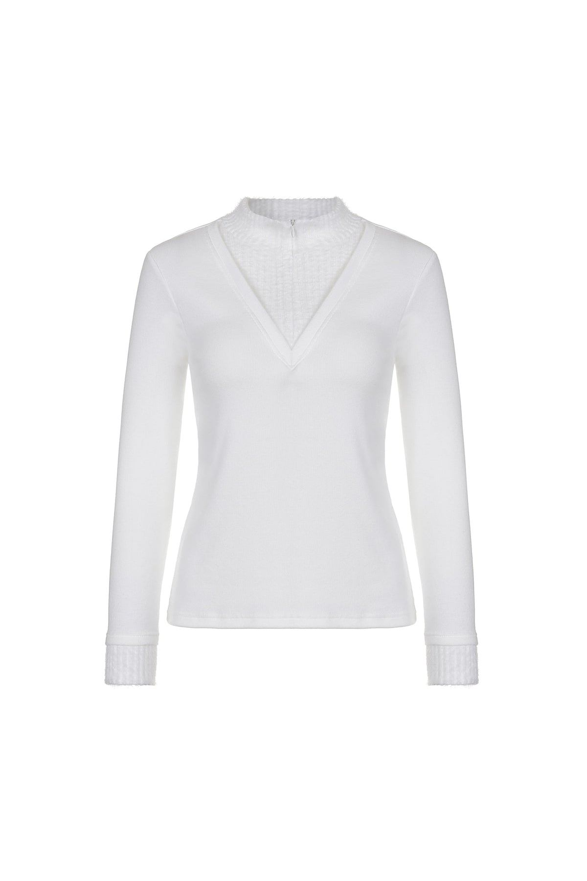 2WAY 配色ニットTシャツ（ホワイト）