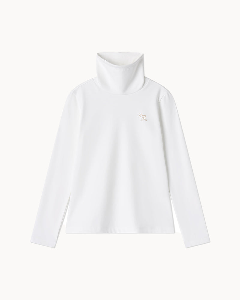 ソフトタッチ 起毛ハイネックTシャツ（ホワイト）