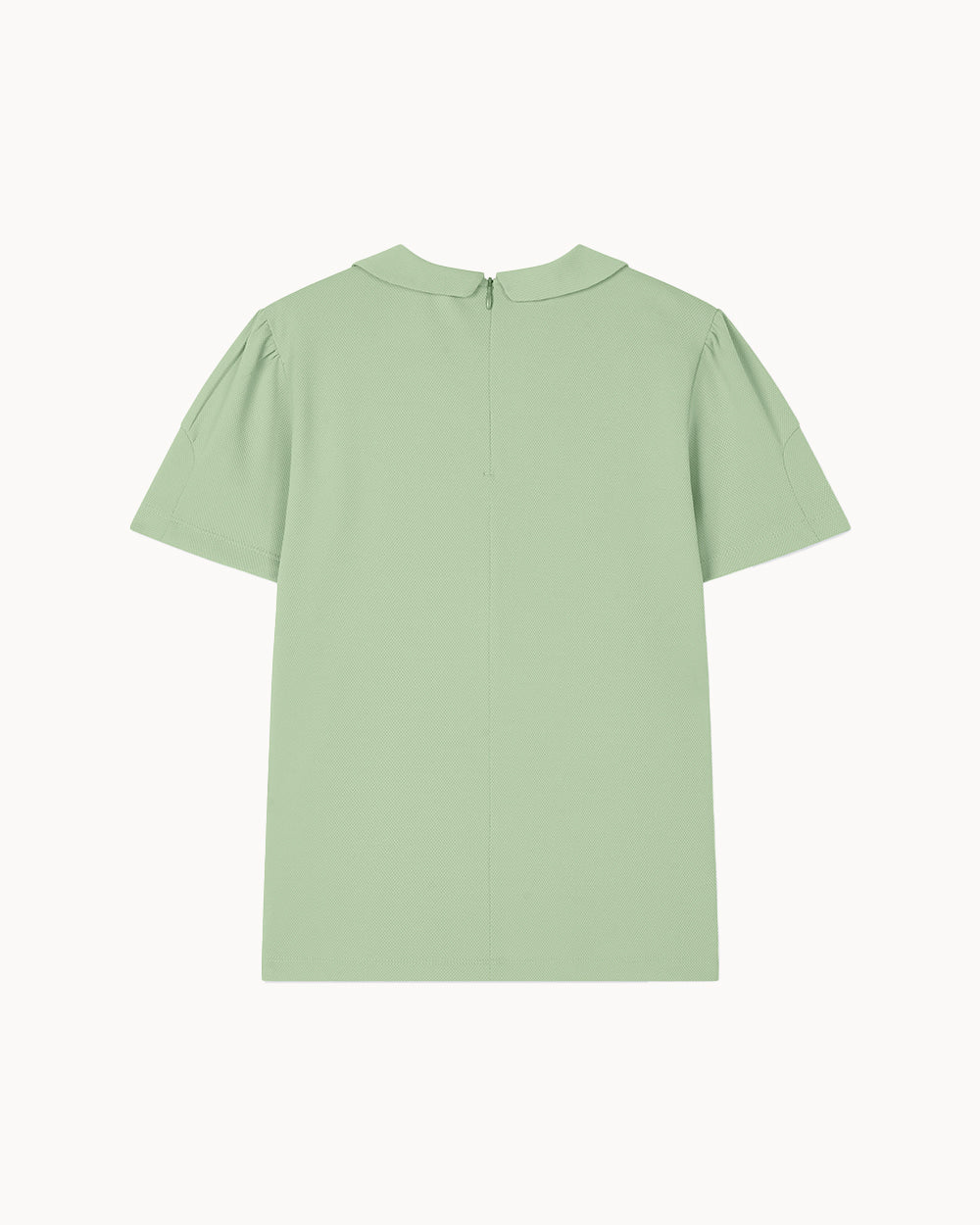 プチカラー シャーリングスリーブ トップ（モスグリーン）