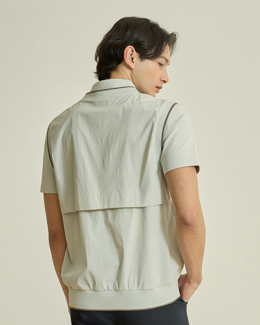 （メンズ）ウーブンベスト（ミントグレー）