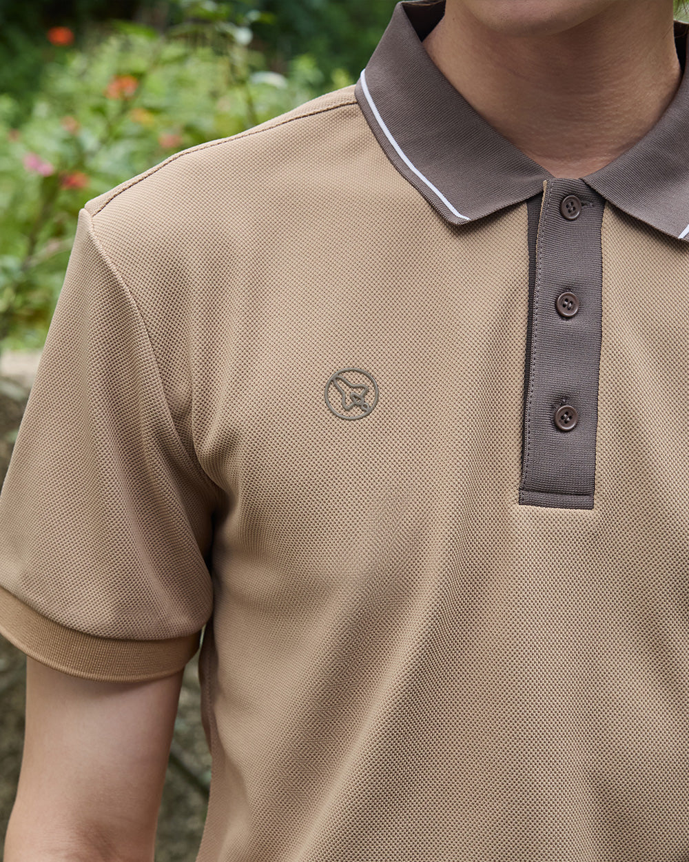 （メンズ）サークルロゴ ポロシャツ（ベージュ）