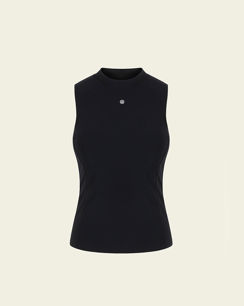 モックネック スリーブレスTシャツ（ブラック）