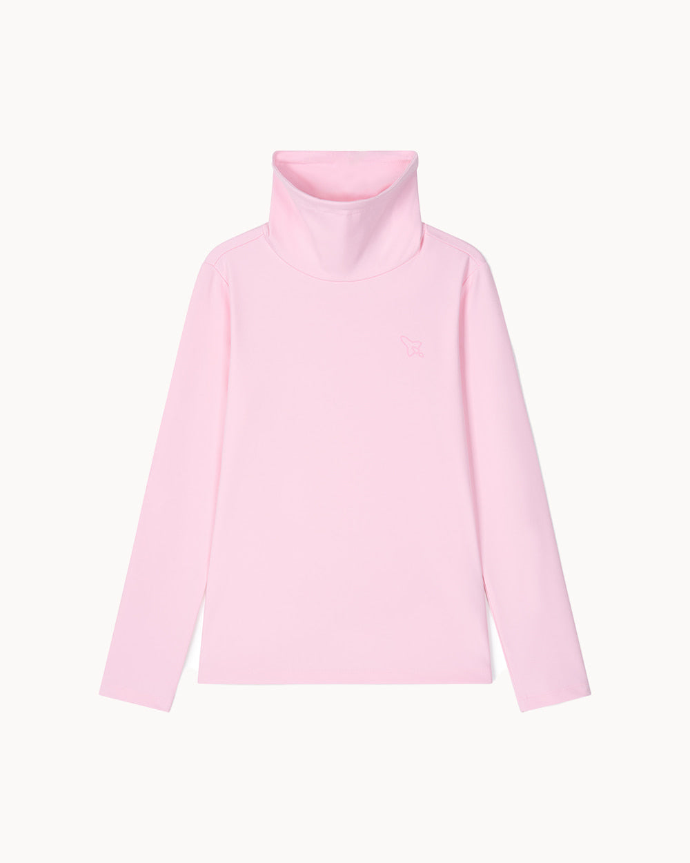ソフトタッチ 起毛ハイネックTシャツ（ピンク）