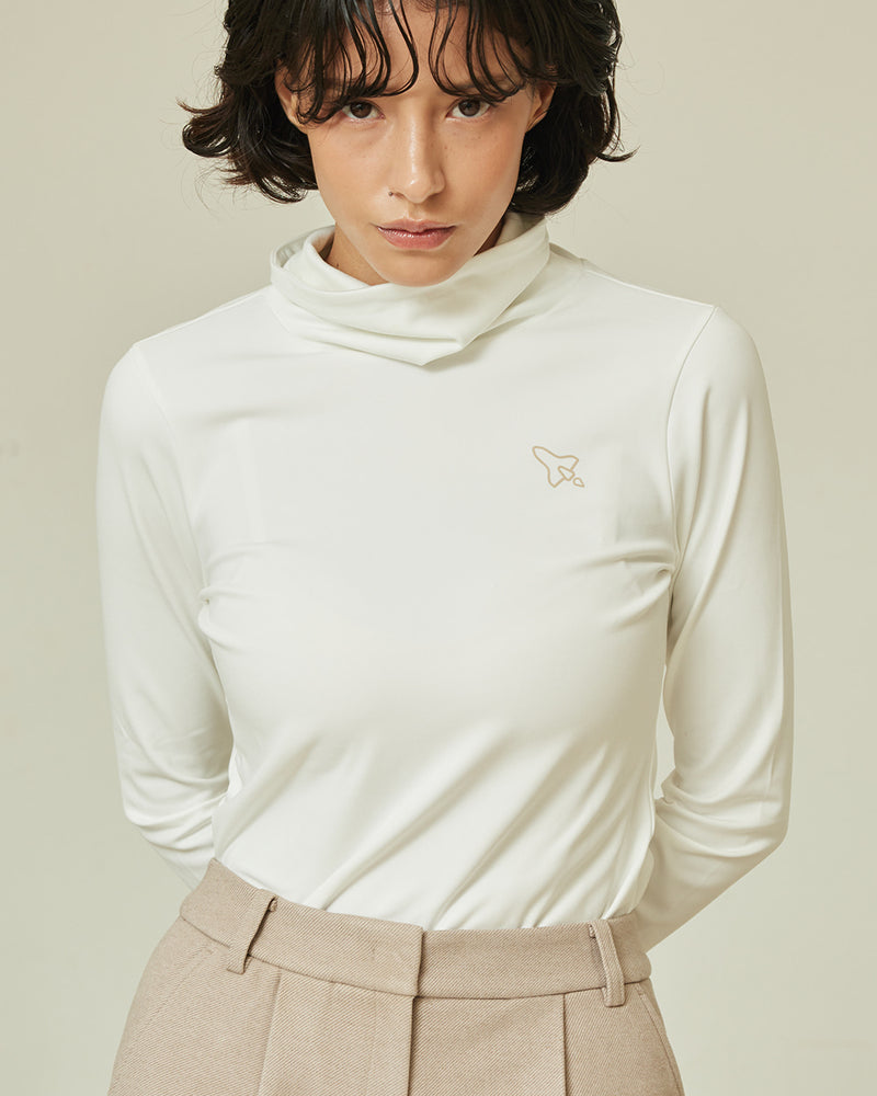 ソフトタッチ 起毛ハイネックTシャツ（ホワイト）