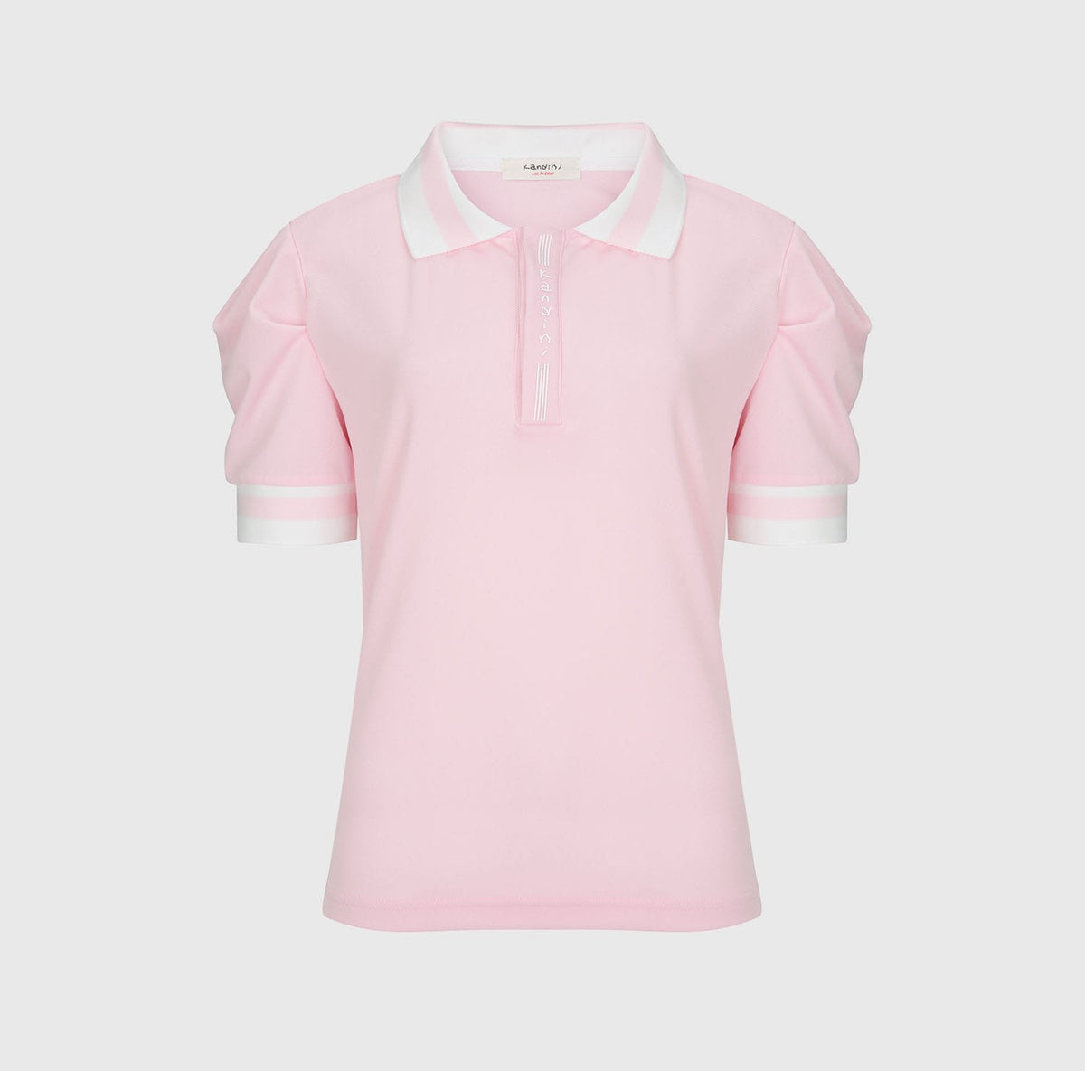 パフスリーブ ポロシャツ（ピンク）