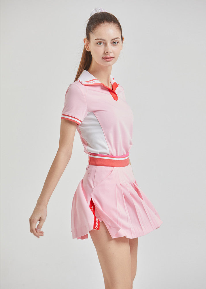 サイドスリット プリーツスカート（ピンク）