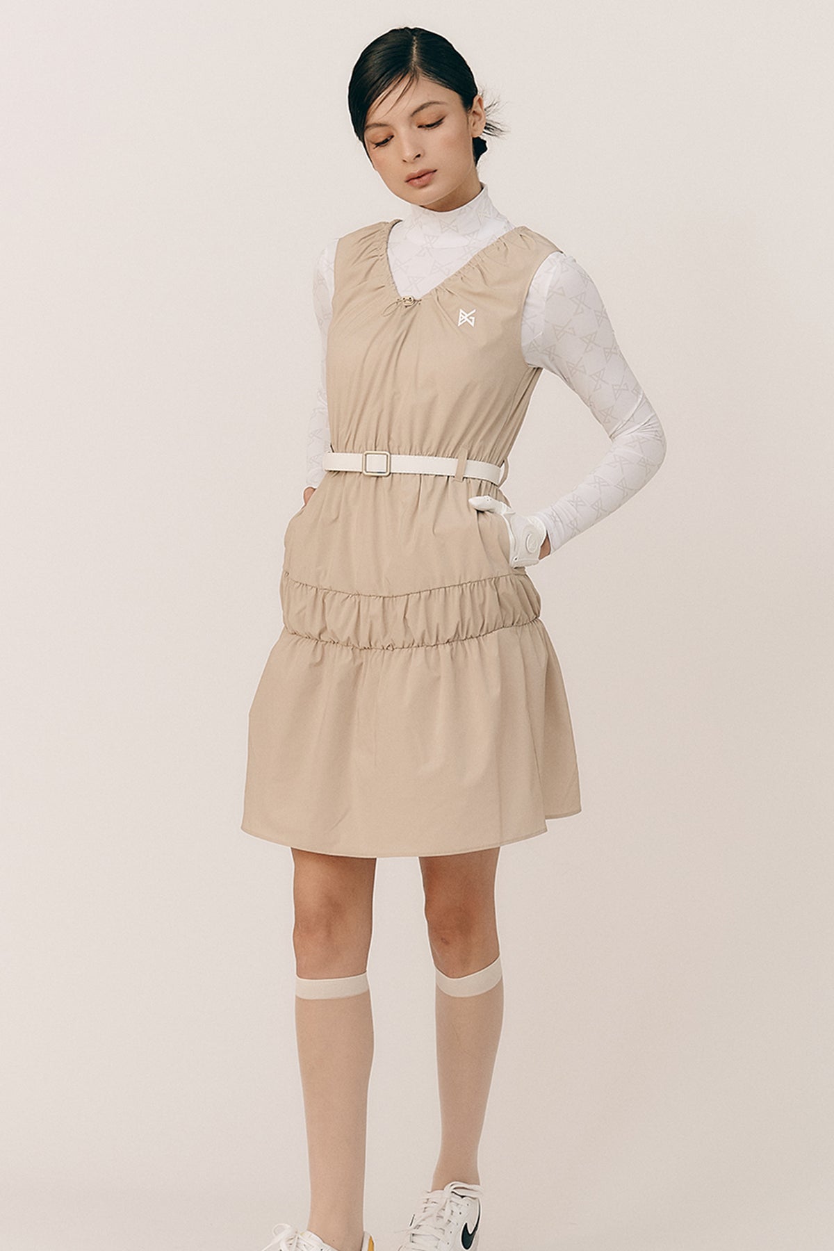 防風シャーリング ワンピース（ベージュ）