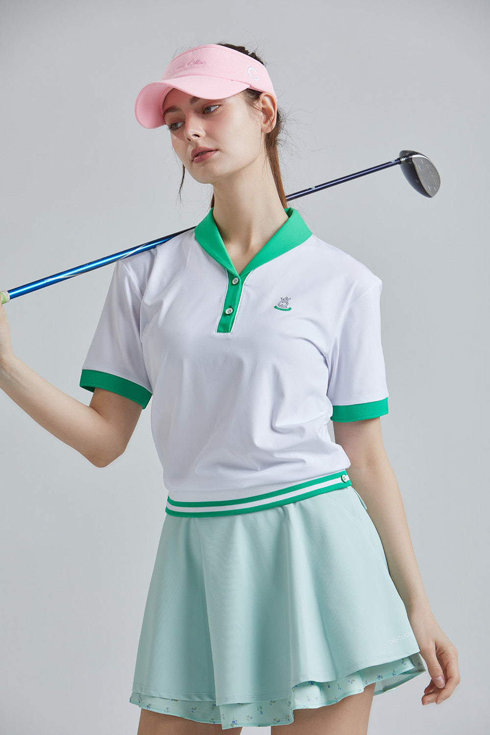 マリン プチカラー半袖トップ（ホワイト）