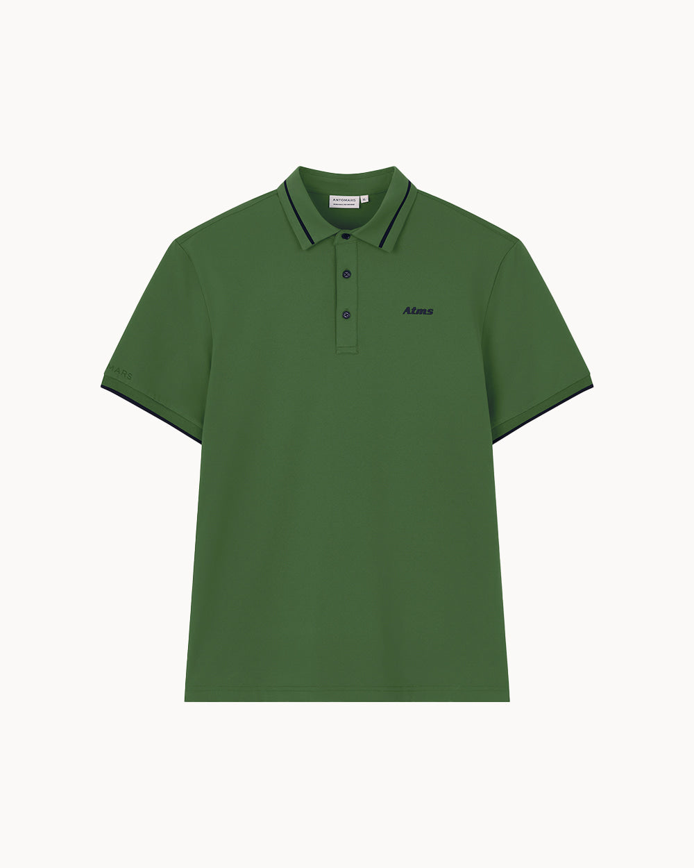 （メンズ）バンドカラー ポロシャツ（カーキ）