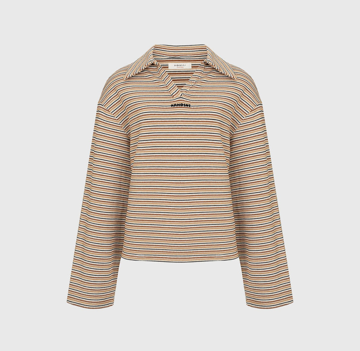 【上下セット】ストライプ ニットセット（ブラウン）