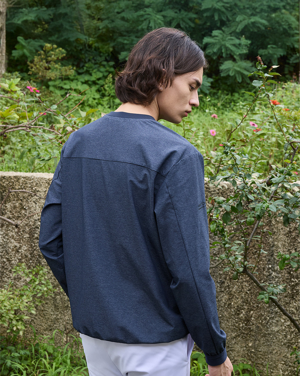 （メンズ）デニムライク プルオーバー（ネイビー）