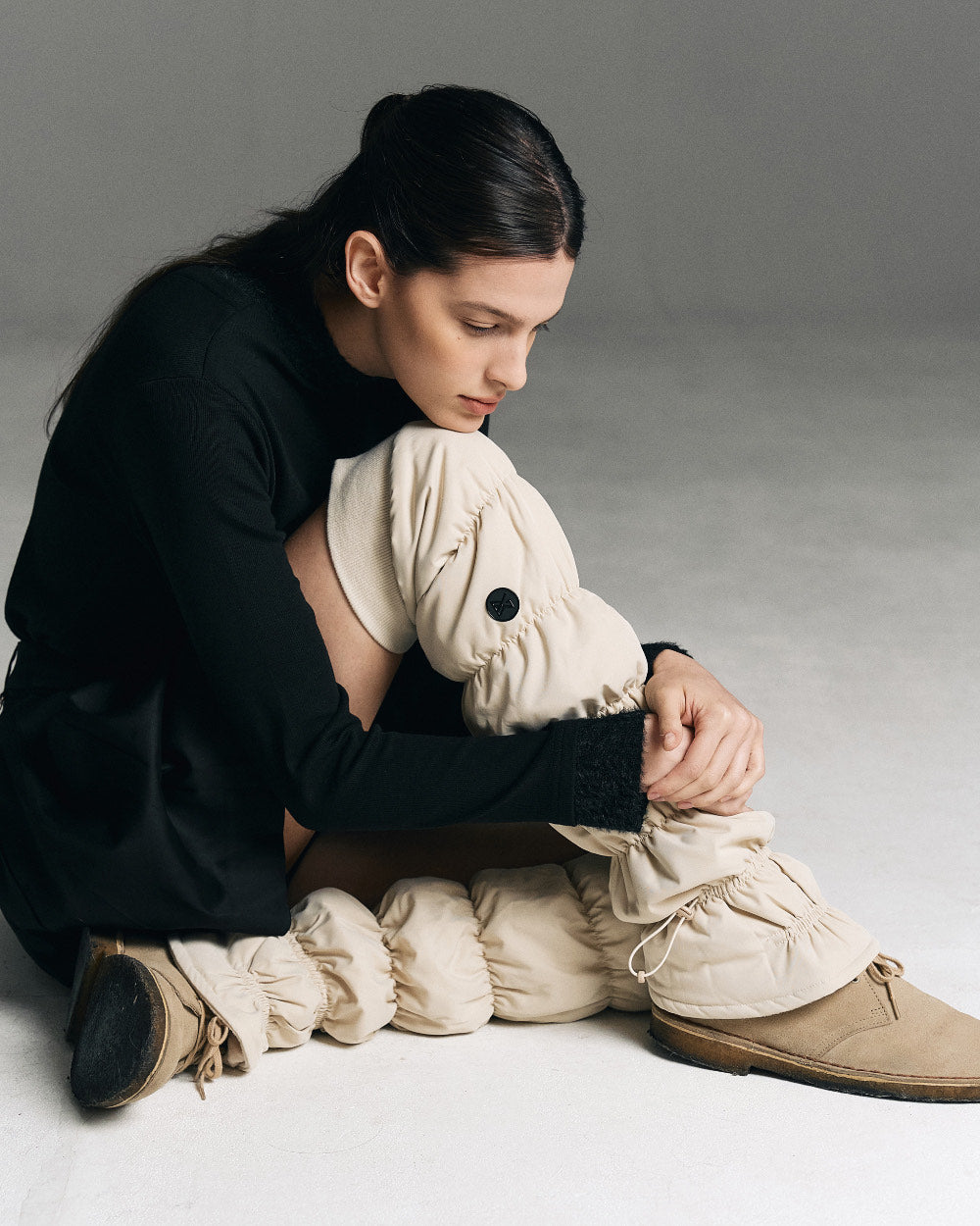 ニーハイ パディング レッグウォーマー（ベージュ）