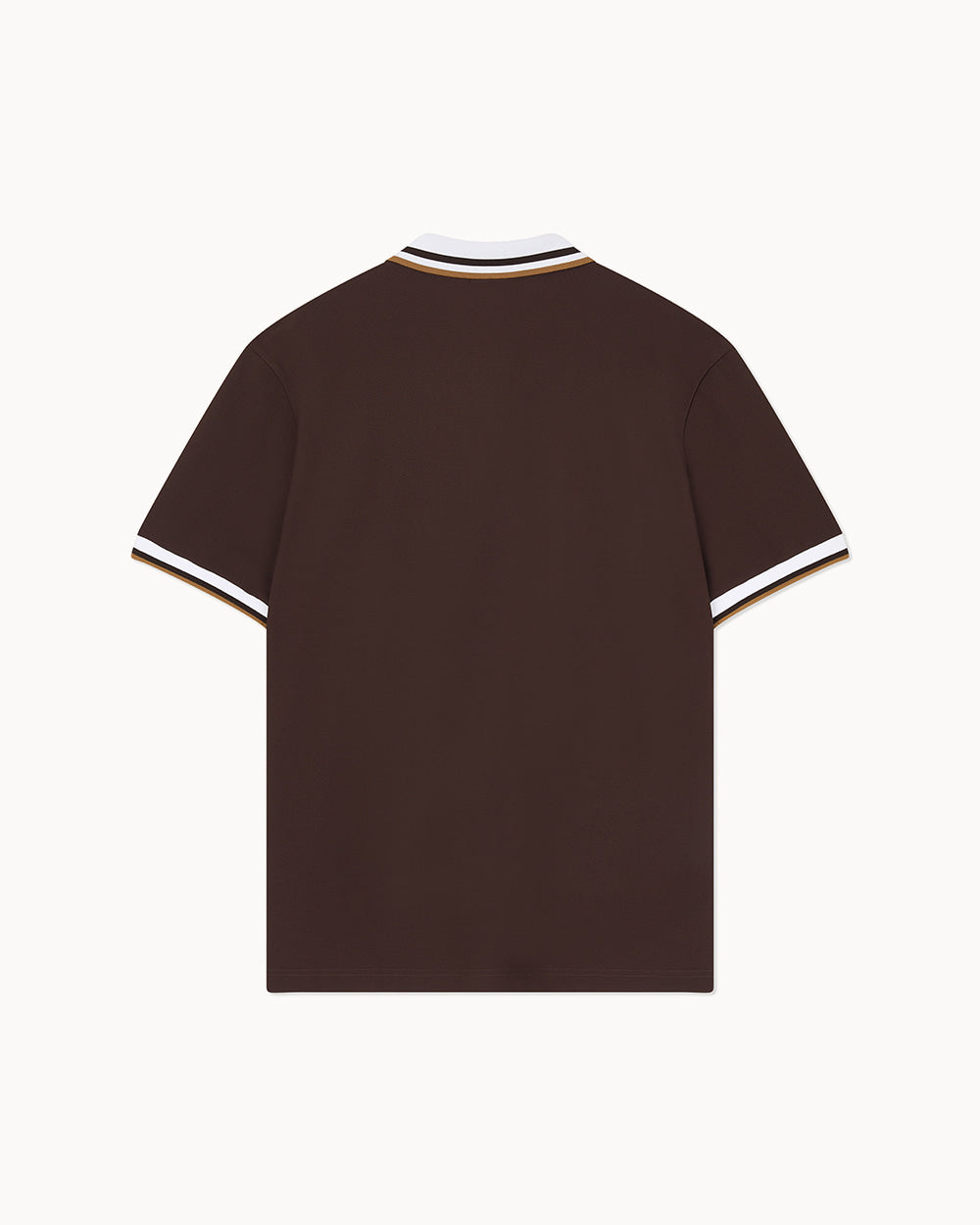 （メンズ）カラー配色 ポロTシャツ（ブラウン）