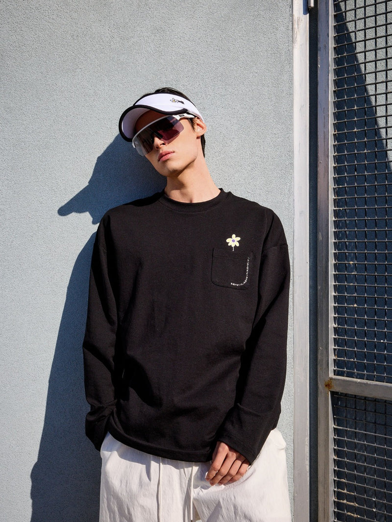 （メンズ）ロングスリーブ Tシャツ（ブラック）