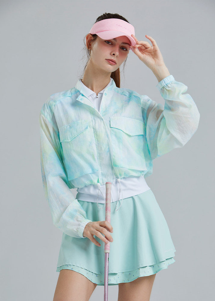 オーバーサイズ クロップ丈ジャンパー（ライトグリーン）