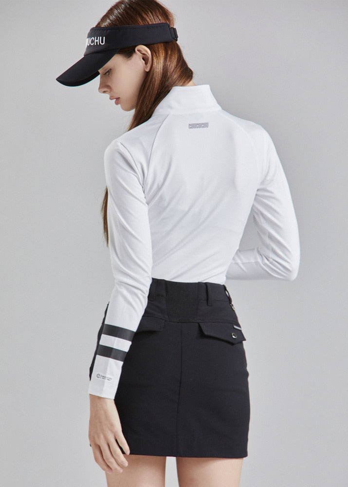 ホワイト ハーフジップ ゴルフシャツ ホワイト ハーフジップ ゴルフシャツ ホワイト ハーフジップ