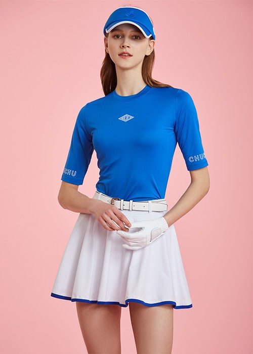 HANRO クルーネック五分袖Tシャツ　 ブルー HANRO クルーネック五分袖Tシャツ ブルー